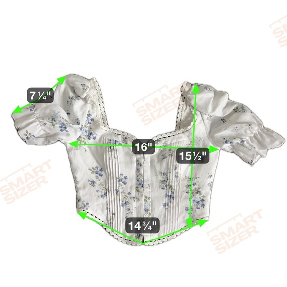 Reformation Simmie Floral Puff Sleeve Linen Crop Top Floral Puff Sleeve Crop Top - Picture 7 of 7